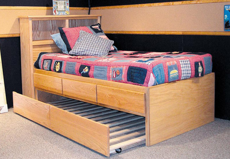 three drawer storage bed with slatted trundle