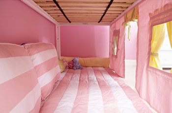 inside the tent play area of a girls Maxtrix bed
