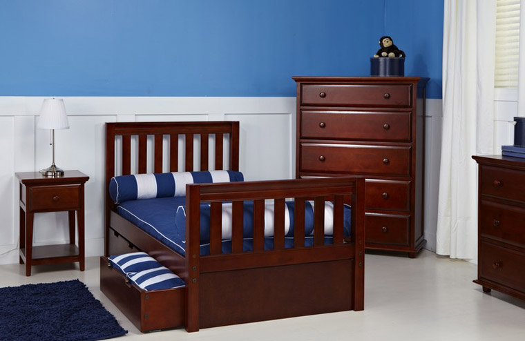 Maxtrix kids bedroom set in Chestnut wood color