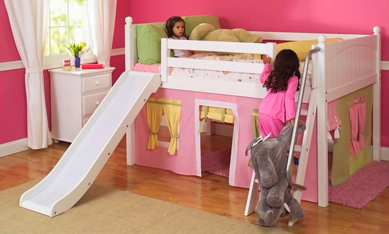 Maxtrix loft bed with slide and curtain
