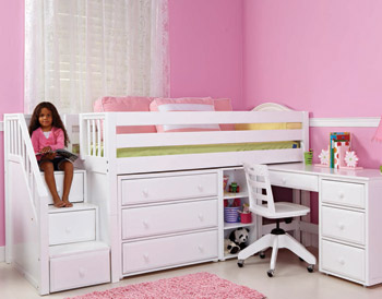 Maxtrix staircase bed for girls with chest and pull out desk