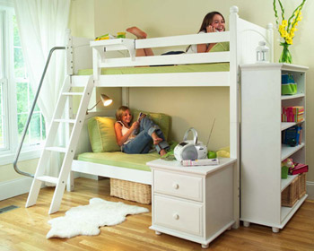 Twin medium high bunk bed with angled ladder
