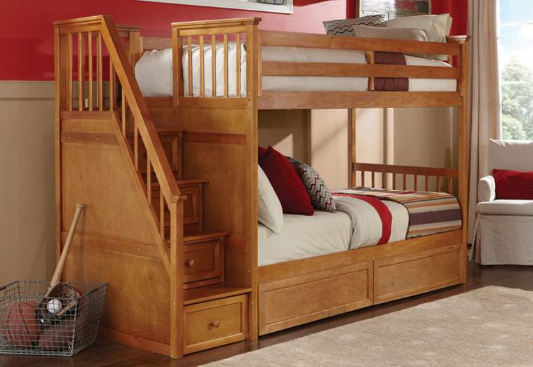 Valley staircase bunk in pecan wood finish