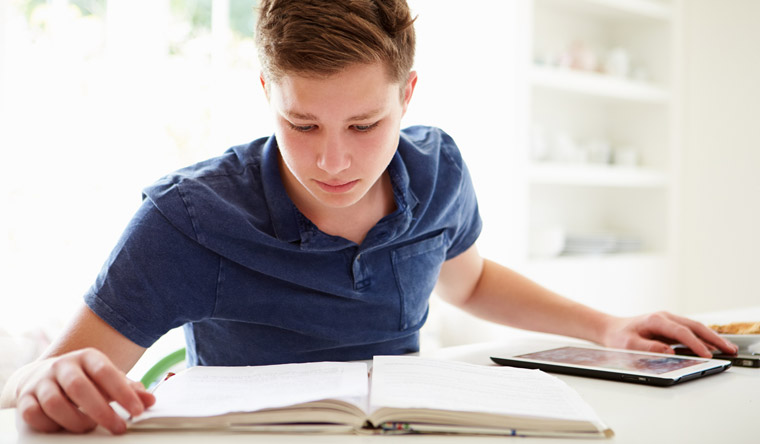 boy doing homework