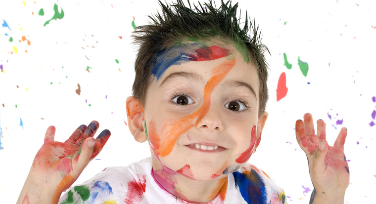 boy with paint everywhere