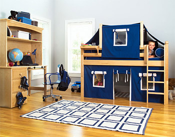 boys Maxtrix loft bed with top tent and underbed play area