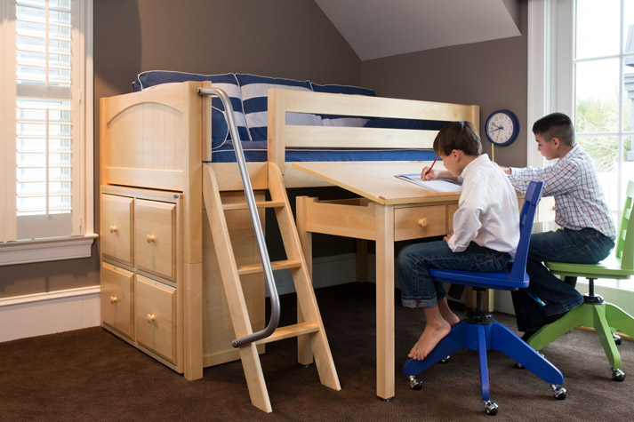 boys working at desk by Maxtrix storage bed