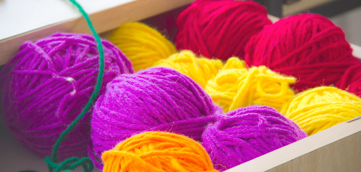 balls of brightly colored yarn