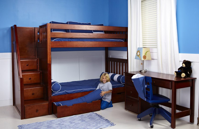 Maxtrix staircase bunk bed in chestnut color