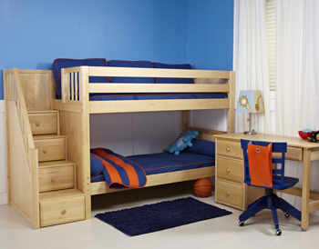 Bunk bed with stairs in natural color