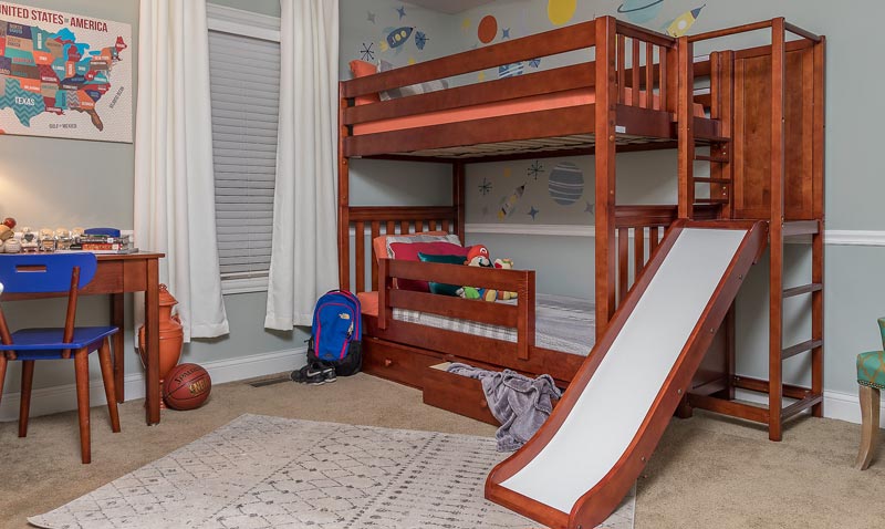 chestnut finish Maxtrix bunk bed with side rail