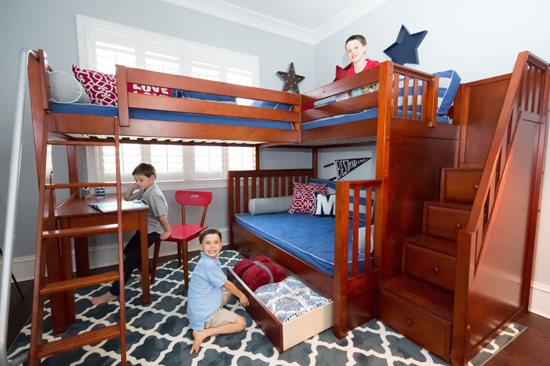 Corner bunk loft beds are jam packed with storage options