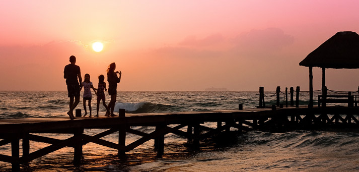 family at ocean vacation