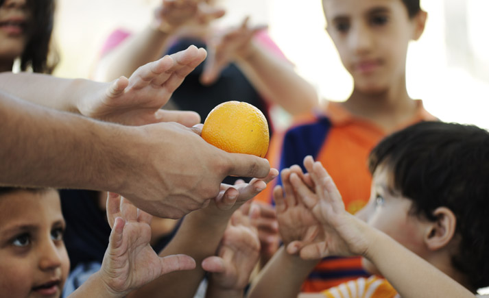 feeding hungry poor children