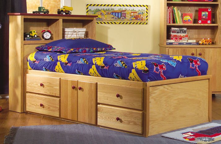 four drawer, two door storage bed