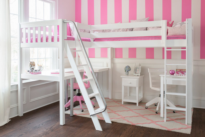 girls double Maxtrix loft bed with desk below