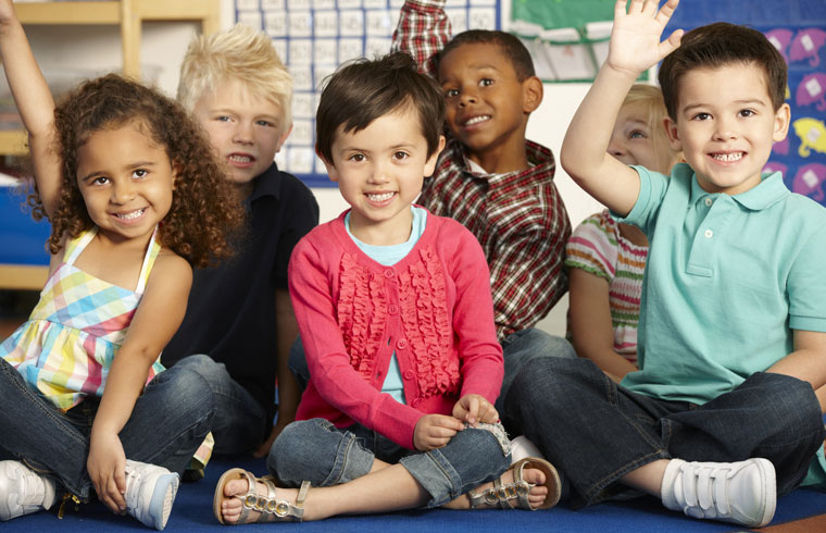 group of young children in school classroom