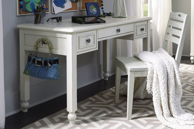 harbor house desk and chair in pebble white