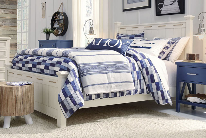 harbor house post bed full size in pebble white