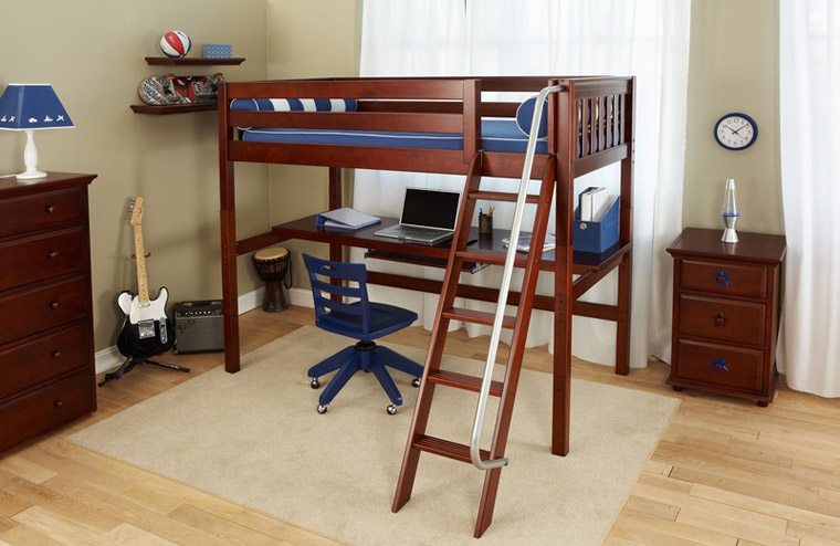 Maxtrix high loft bed with chestnut color wood