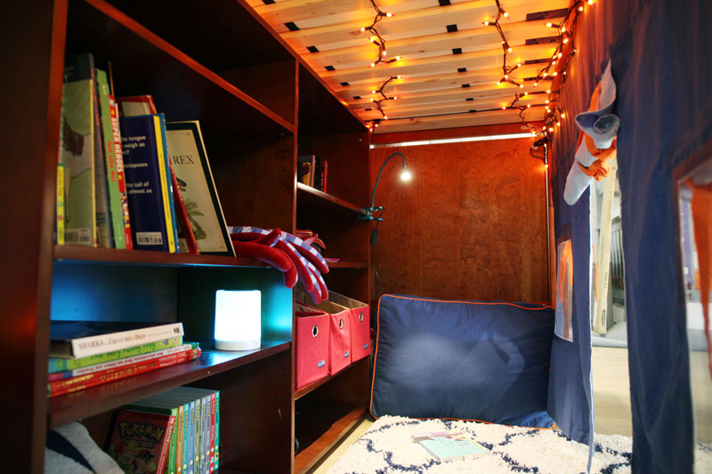 inside of Maxtrix fort tent loft bed