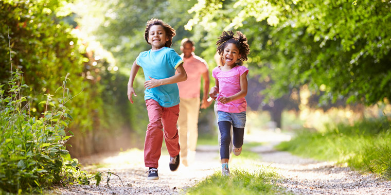 kids running down path