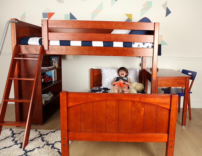 L shaped chestnut finish Maxtrix bunk bed