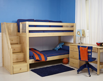 Maxtrix bunkbed with stairs in natural wood color