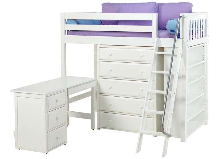 Maxtrix high storage loft bed in white finish