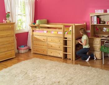 Maxtrix low loft storage bed for girls