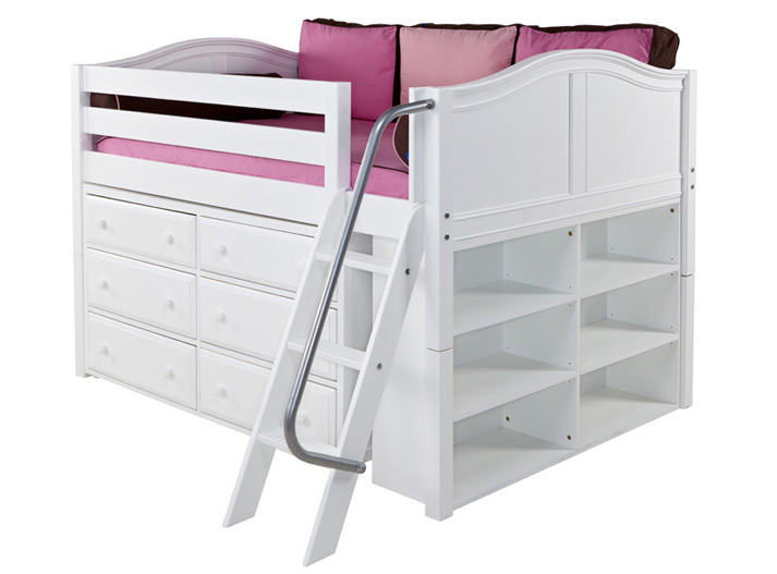 Maxtrix low loft storage bed in white finish