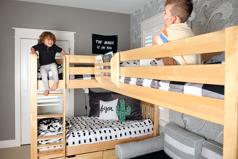 Maxtrix natural finish corner loft bed