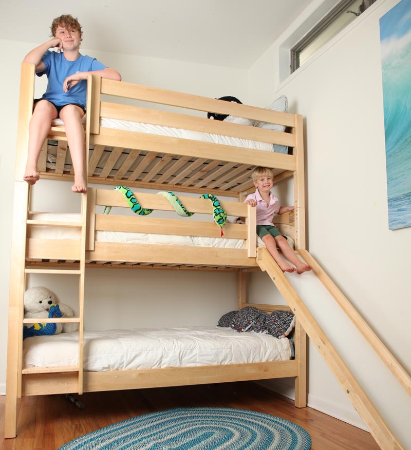 Maxtrix natural finish three level bunk bed