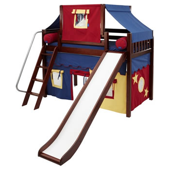 Maxtrix play bed for boys with slide, ladder and tent