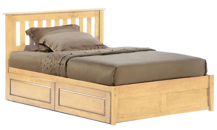 Mountain mission bed in neutral wood finish