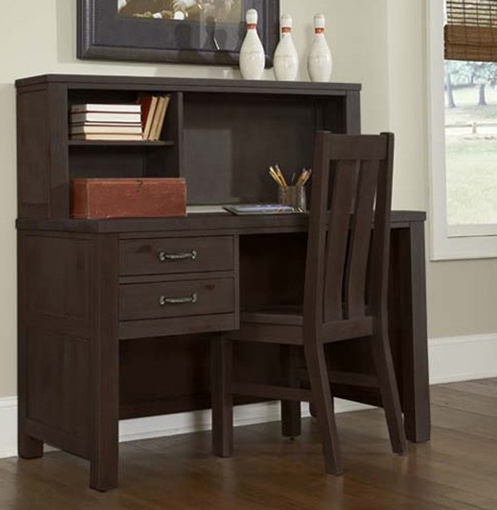 Seaview Collection desk and hutch in dark finish