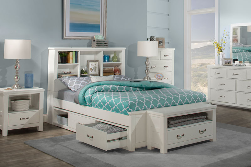 Seaview white bed with underbed storage