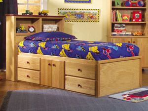 Four drawer, two door storage bed