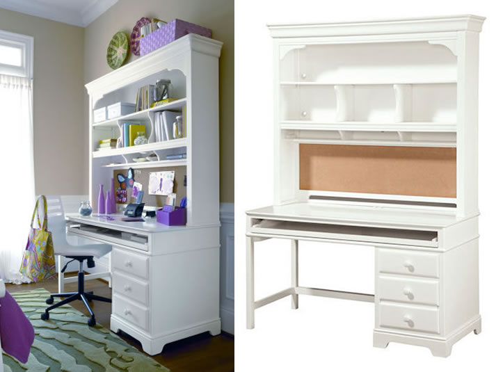 Taylor desk and hutch in white finish