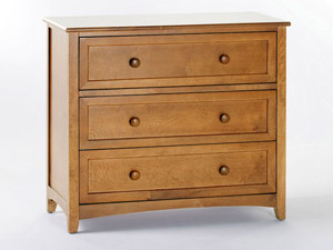 Valley three drawer chest in pecan wood finish