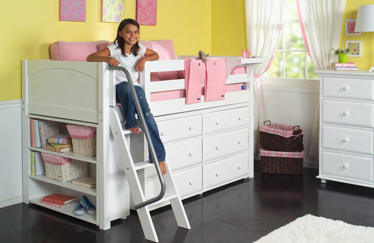 girls loft bed with storage